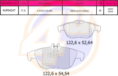 4U 4UP04247 - Тормозные колодки, дисковые, комплект autospares.lv