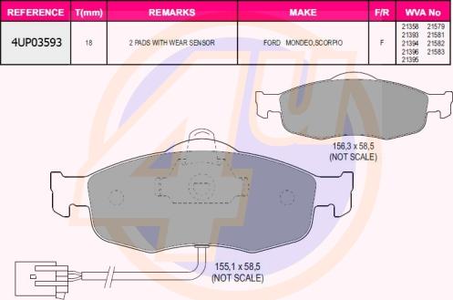 4U 4UP03593 - Тормозные колодки, дисковые, комплект autospares.lv