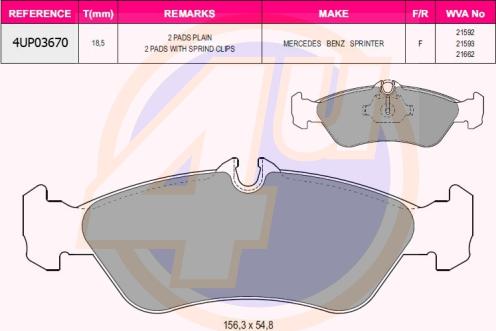 4U 4UP03670 - Тормозные колодки, дисковые, комплект autospares.lv