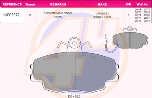 4U 4UP03372 - Тормозные колодки, дисковые, комплект autospares.lv