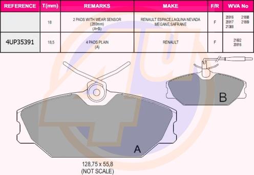 4U 4UP35391 - Тормозные колодки, дисковые, комплект autospares.lv