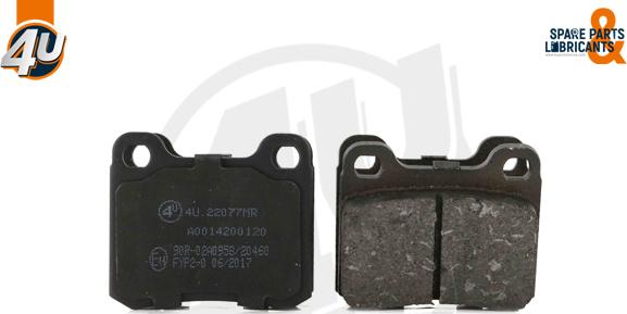 4U Autoparts 22077MR - Тормозные колодки, дисковые, комплект autospares.lv