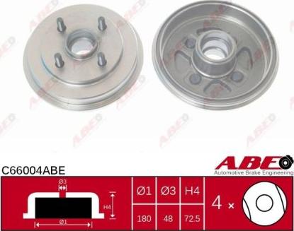 ABE C66004ABE - Тормозной барабан autospares.lv