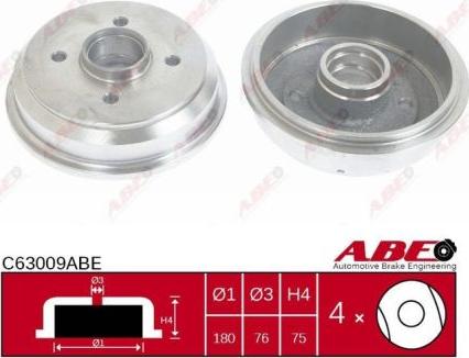 ABE C63009ABE - Тормозной барабан autospares.lv