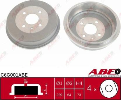 ABE C6G001ABE - Тормозной барабан autospares.lv