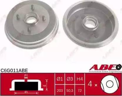 ABE C6G011ABE - Тормозной барабан autospares.lv