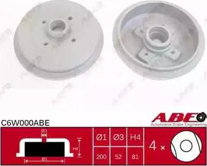 ABE C6W000ABE - Тормозной барабан autospares.lv