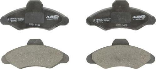 ABE C1G017ABE - Тормозные колодки, дисковые, комплект autospares.lv