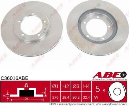 ABE C36016ABE - Тормозной диск autospares.lv