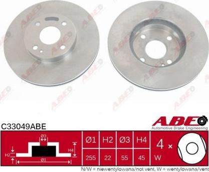 ABE C33049ABE - Тормозной диск autospares.lv