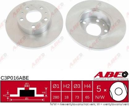 ABE C3P016ABE - Тормозной диск autospares.lv