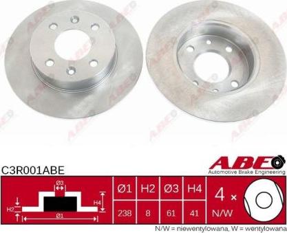 ABE C3R001ABE - Тормозной диск autospares.lv