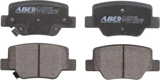 ABE C22041ABE - Тормозные колодки, дисковые, комплект autospares.lv