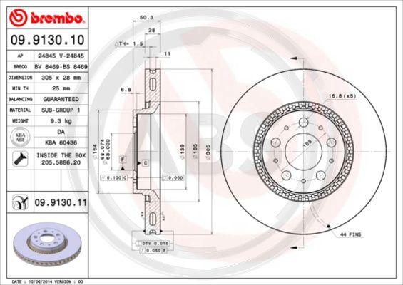 A.B.S. 09.9130.11 - Тормозной диск autospares.lv