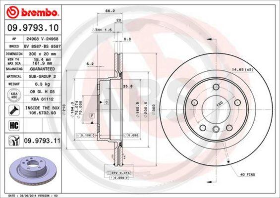 A.B.S. 09.9793.11 - Тормозной диск autospares.lv