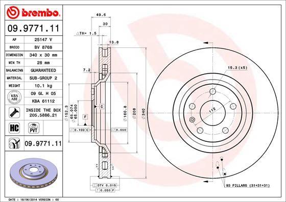 A.B.S. 09.9771.11 - Тормозной диск autospares.lv