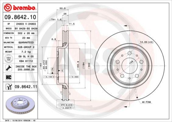 A.B.S. 09.8642.11 - Тормозной диск autospares.lv