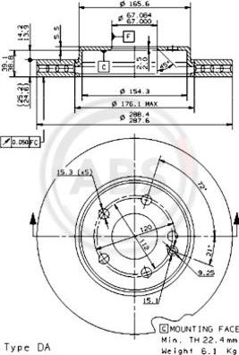 A.B.S. 09.8681.11 - Тормозной диск autospares.lv