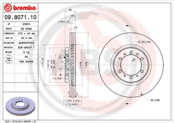 A.B.S. 09.8071.10 - Тормозной диск autospares.lv