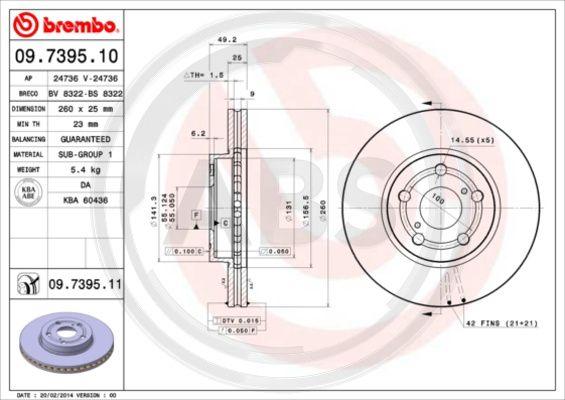 A.B.S. 09.7395.11 - Тормозной диск autospares.lv