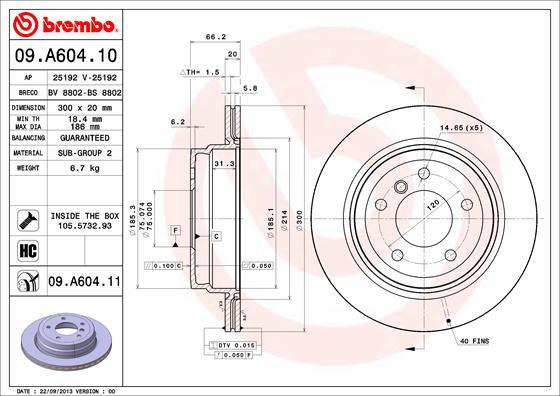 A.B.S. 09.A604.11 - Тормозной диск autospares.lv