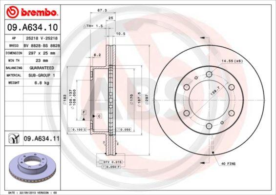 A.B.S. 09.A634.11 - Тормозной диск autospares.lv