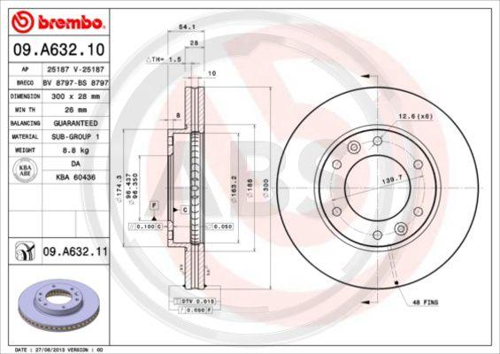 A.B.S. 09.A632.10 - Тормозной диск autospares.lv