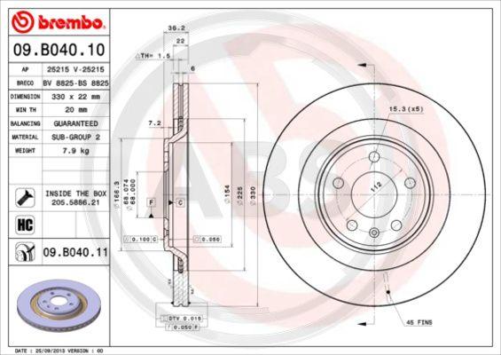 A.B.S. 09.B040.11 - Тормозной диск autospares.lv