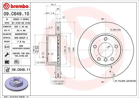 A.B.S. 09.C649.11 - Тормозной диск autospares.lv