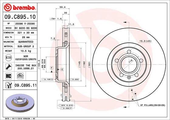 A.B.S. 09.C895.11 - Тормозной диск autospares.lv