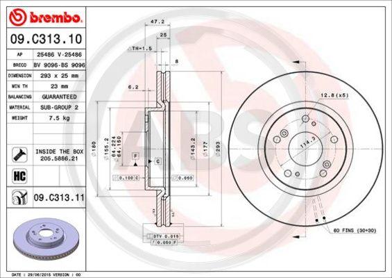 A.B.S. 09.C313.11 - Тормозной диск autospares.lv