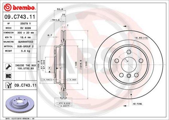 A.B.S. 09.C743.11 - Тормозной диск autospares.lv