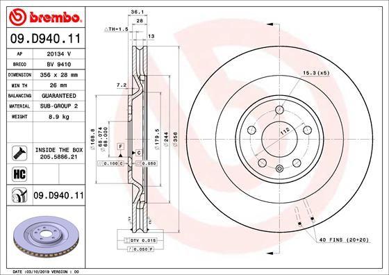 A.B.S. 09.D940.11 - Тормозной диск autospares.lv