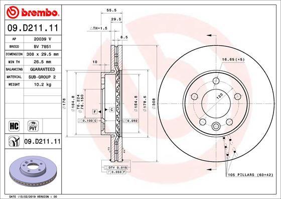 A.B.S. 09.D211.11 - Тормозной диск autospares.lv