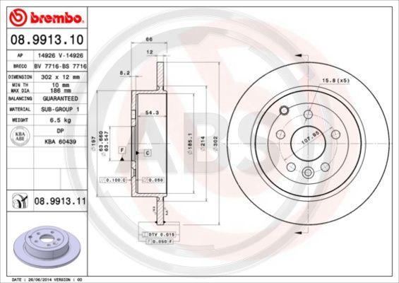 A.B.S. 08.9913.11 - Тормозной диск autospares.lv