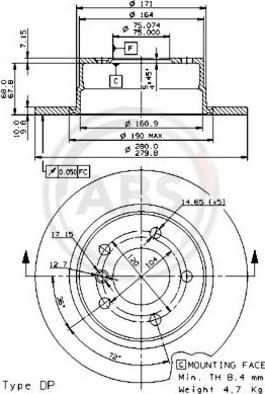 A.B.S. 08.9859.81 - Тормозной диск autospares.lv