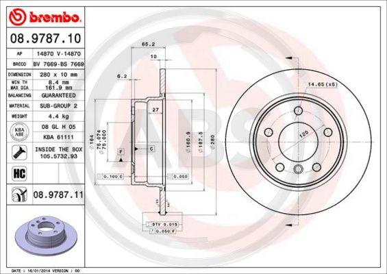 A.B.S. 08.9787.11 - Тормозной диск autospares.lv