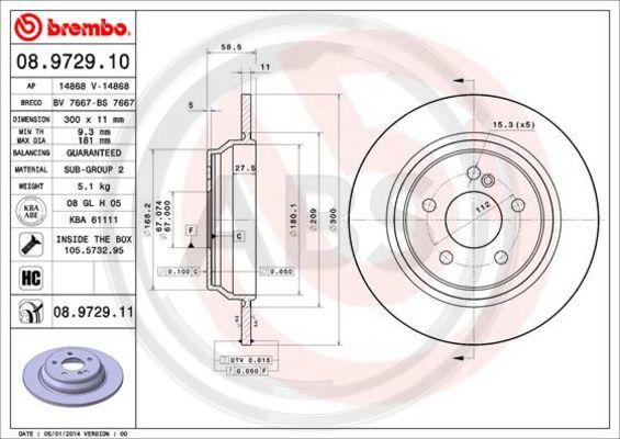 A.B.S. 08.9729.11 - Тормозной диск autospares.lv