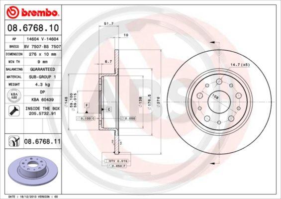 A.B.S. 08.6768.11 - Тормозной диск autospares.lv