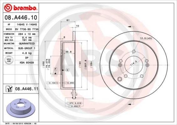 A.B.S. 08.A446.11 - Тормозной диск autospares.lv