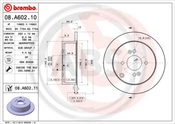 A.B.S. 08.A602.11 - Тормозной диск autospares.lv