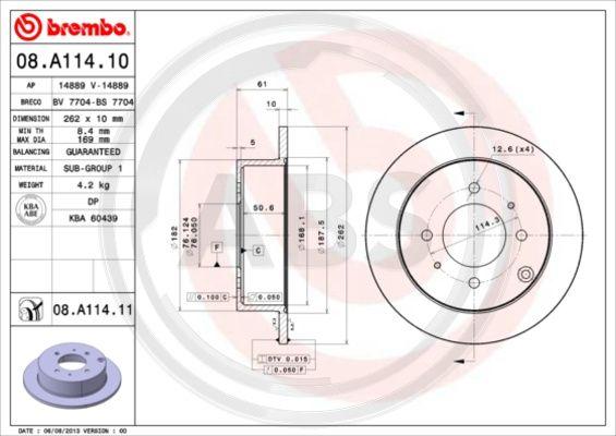 A.B.S. 08.A114.11 - Тормозной диск autospares.lv