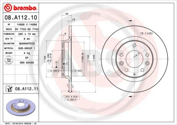 A.B.S. 08.A112.11 - Тормозной диск autospares.lv