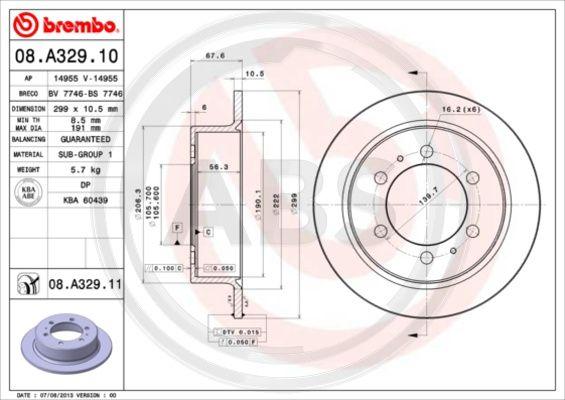 A.B.S. 08.A329.11 - Тормозной диск autospares.lv