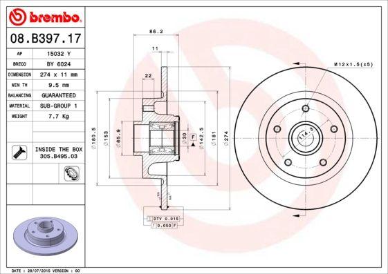 A.B.S. 08.B397.27 - Тормозной диск autospares.lv