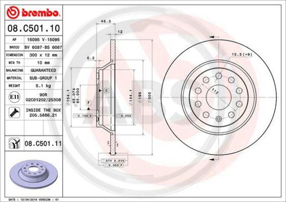 A.B.S. 08.C501.11 - Тормозной диск autospares.lv