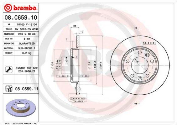 A.B.S. 08.C659.11 - Тормозной диск autospares.lv