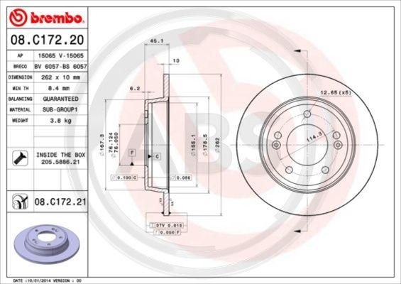 A.B.S. 08.C172.21 - Тормозной диск autospares.lv