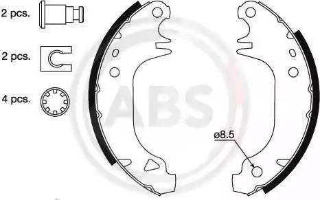 A.B.S. 8302 - Комплект тормозных колодок, барабанные autospares.lv