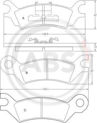 A.B.S. 36502 - Тормозные колодки, дисковые, комплект autospares.lv